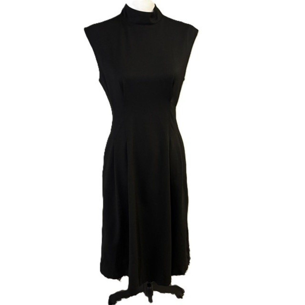NWT Banana Republic Midi Dress Women S Petite Black Mock Neck Sleeveless Dress